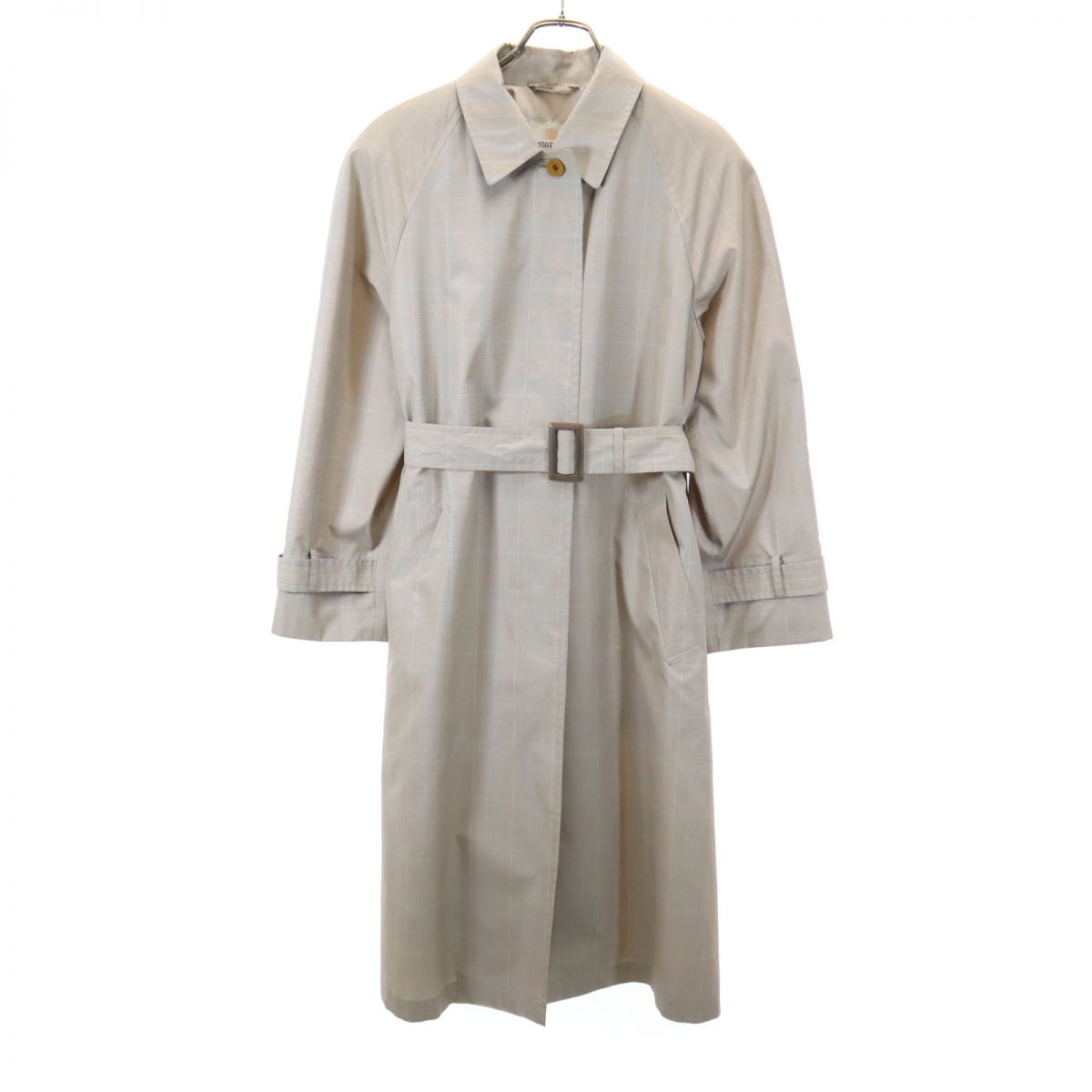 Aquascutum アクアスキュータム チェック柄 ステンカラーコート 9 ブラウン系 レディース