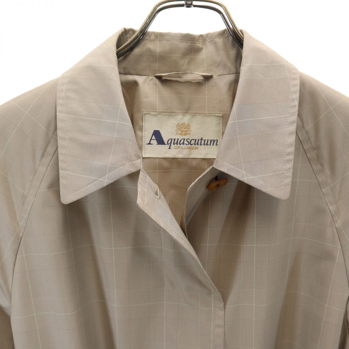 Aquascutum アクアスキュータム チェック柄 ステンカラーコート 9 ブラウン系 レディース