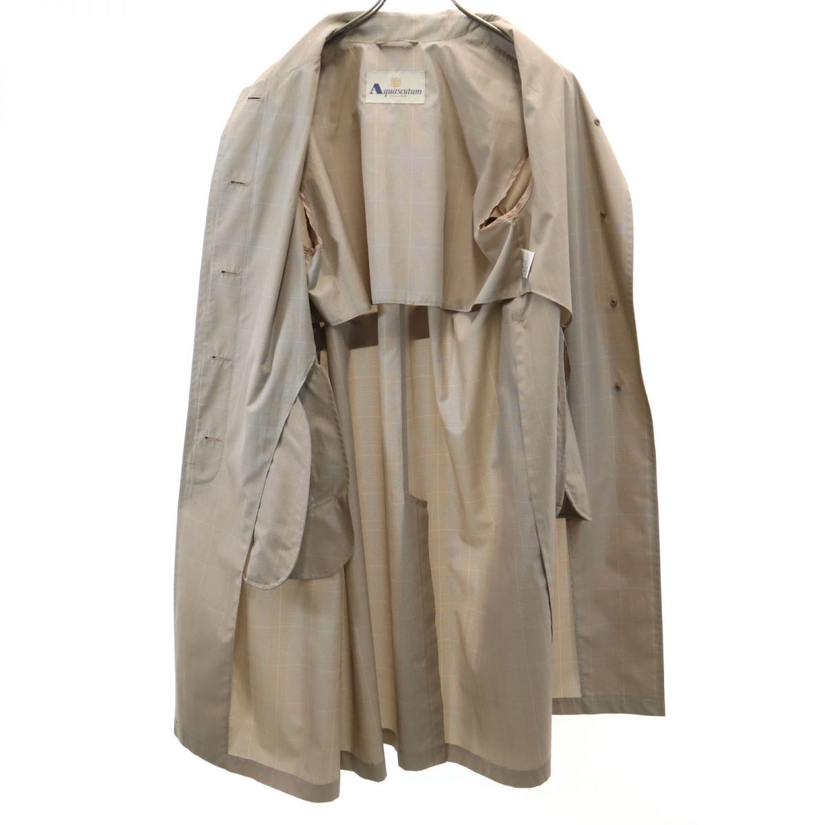 Aquascutum アクアスキュータム チェック柄 ステンカラーコート 9 ブラウン系 レディース