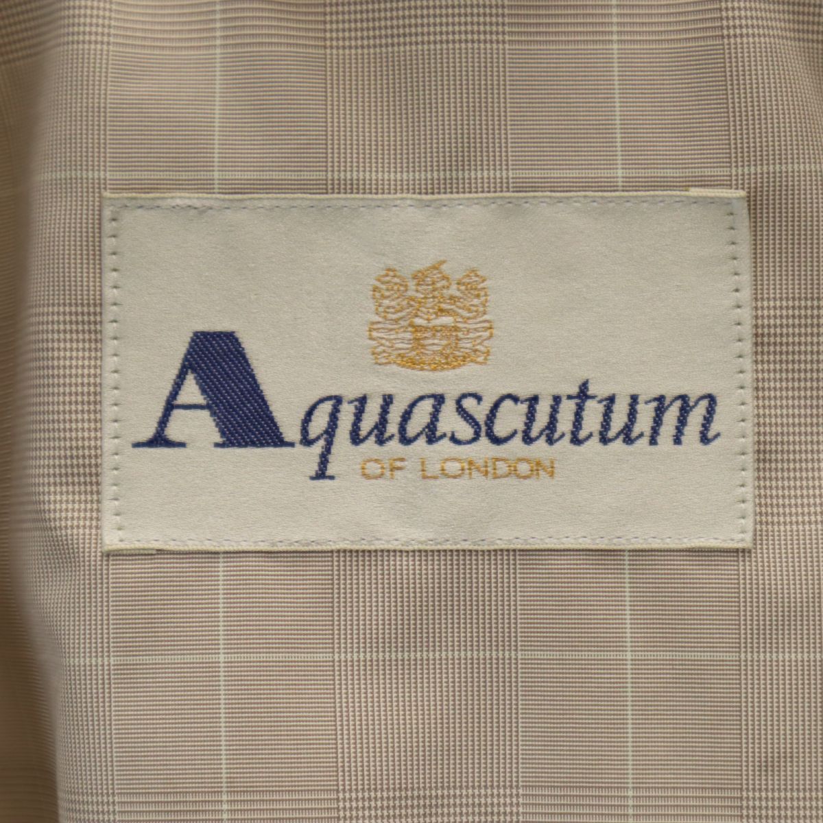 Aquascutum アクアスキュータム チェック柄 ステンカラーコート 9 ブラウン系 レディース