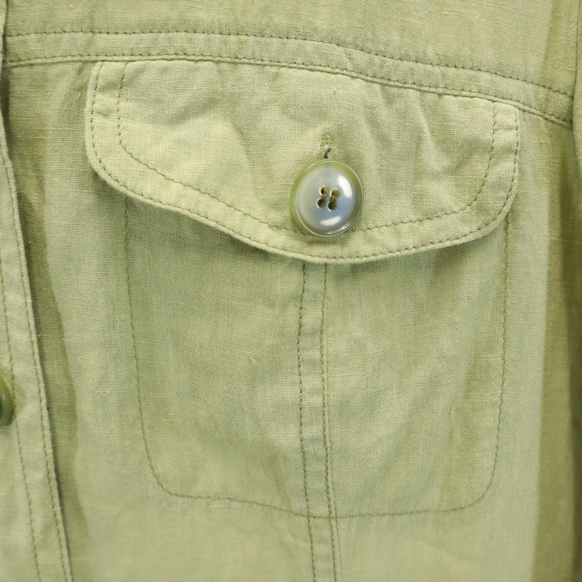 MAX MARA マックスマーラ リネン100% 長袖 シャツワンピース 40 カーキ レディース