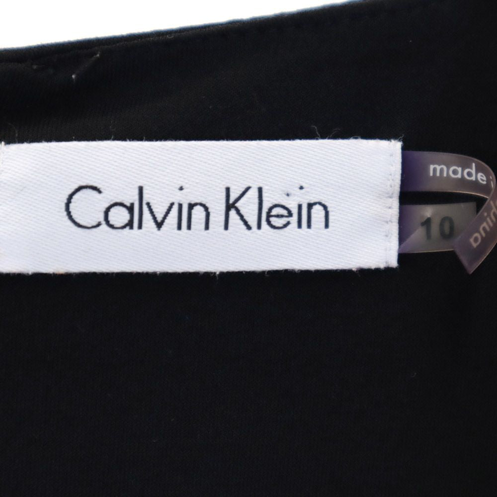 Calvin klein カルバンクライン 半袖 膝丈ワンピース 10 黒 フレンチスリーブ レディース