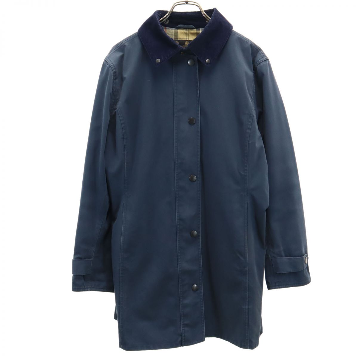 バブアー 襟コーデュロイ ロングコート 12 ネイビー Barbour レディース
