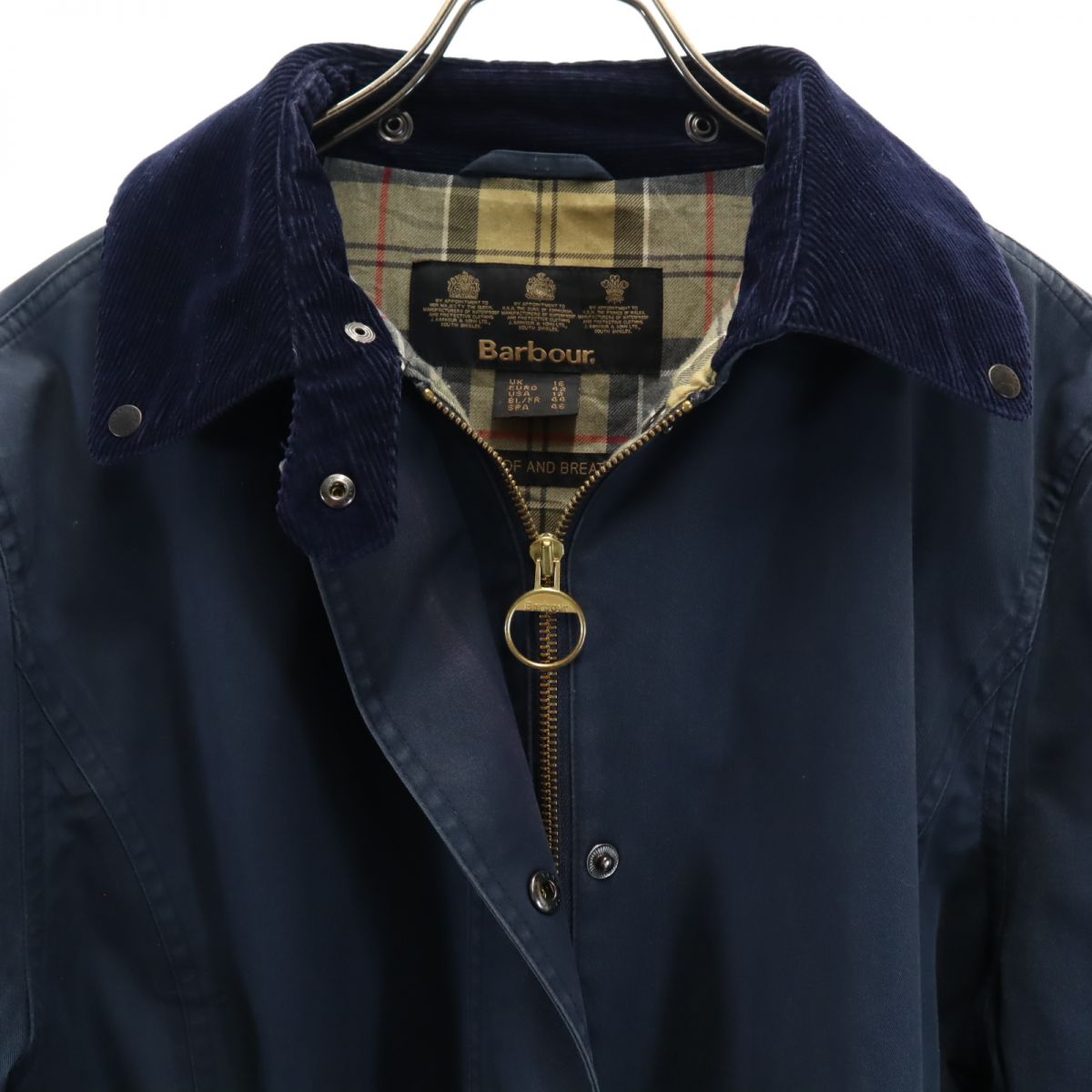 Barbour バブアー 襟コーデュロイ ロングコート 12 ネイビー レディース