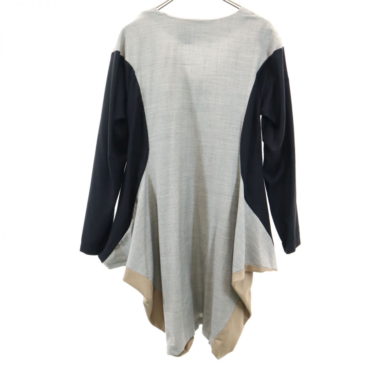 HENRIK VIBSKOV ヘンリックヴィブスコフ ウールブレンド 長袖 変形 膝丈ワンピース M グレー×黒 レディース