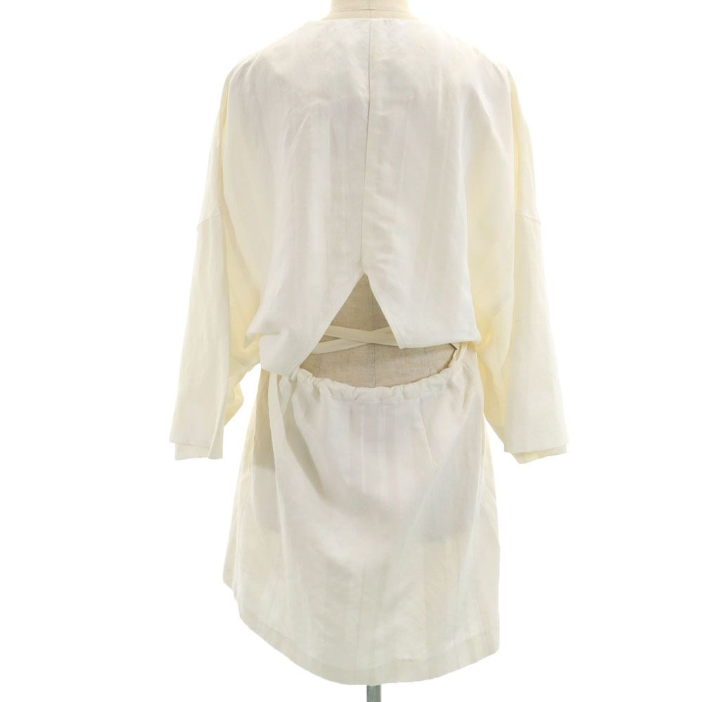 jonnlynx ジョンリンクス 日本製 リネンブレンド 半袖 ワンピース M ホワイト レディース