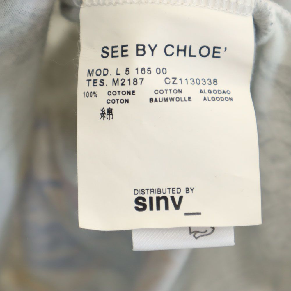 シーバイクロエ 総柄 半袖 フリル袖 膝丈ワンピース 6 白系 SEE BY CHLOE レディース