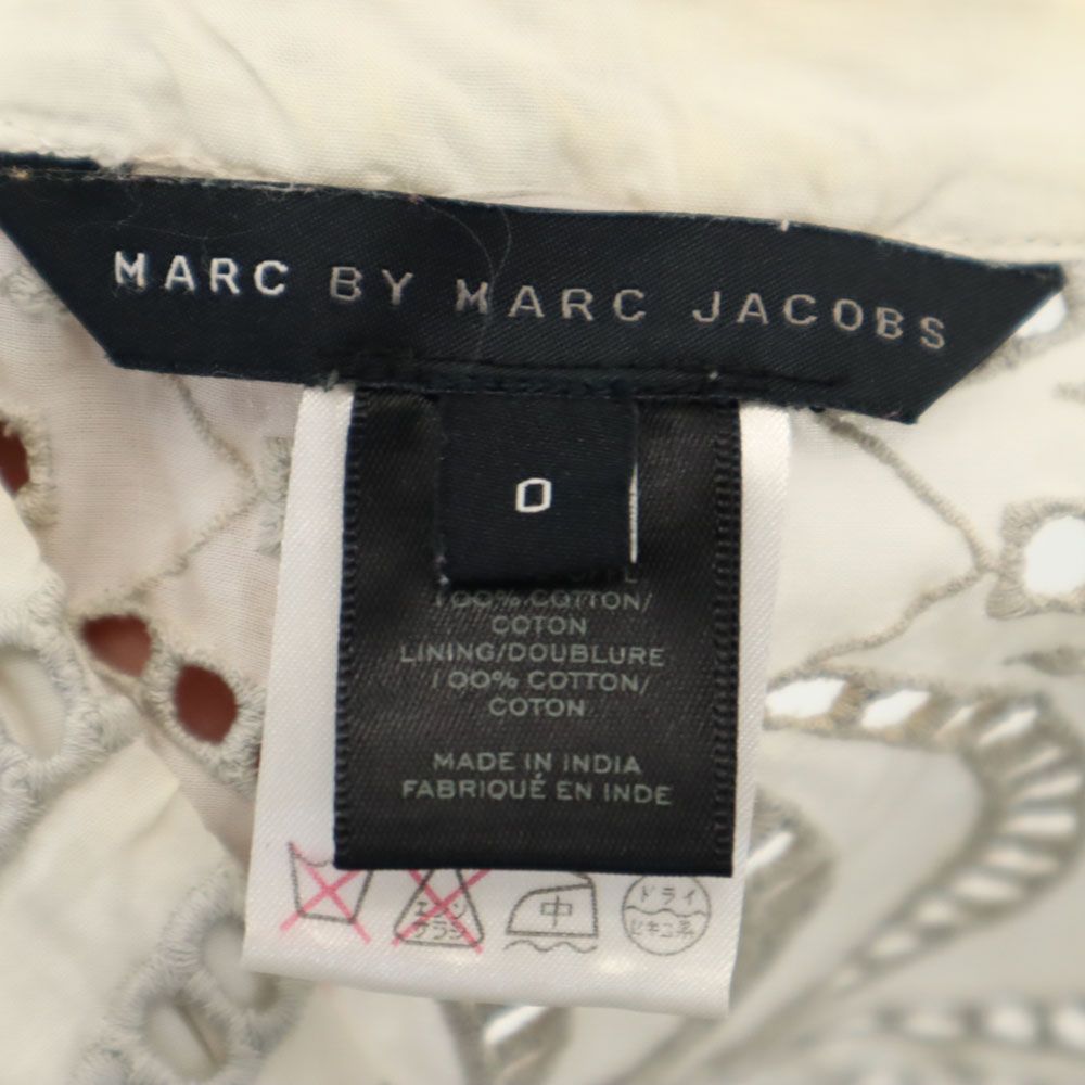 MARC BY MARC JACOBS マークバイマークジェイコブス 総柄 ノースリーブ 膝丈ワンピース ホワイト×グレー レディース