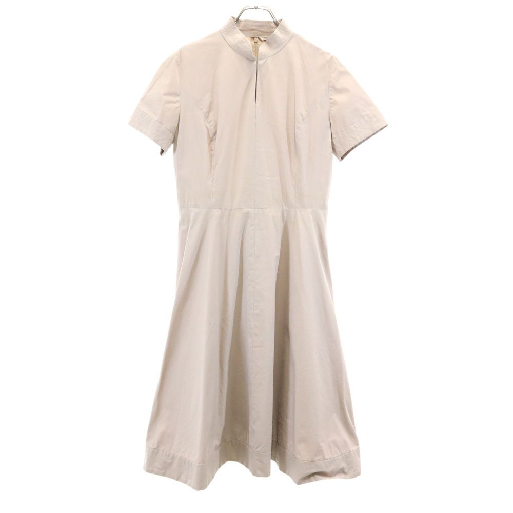 GIVENCHY ジバンシィ 半袖 スタンドカラー フレア 膝丈ワンピース 42 ベージュ系 レディース
