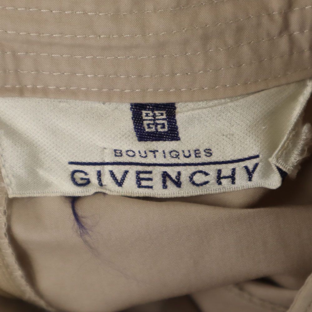 GIVENCHY ジバンシィ 半袖 スタンドカラー フレア 膝丈ワンピース 42 ベージュ系 レディース