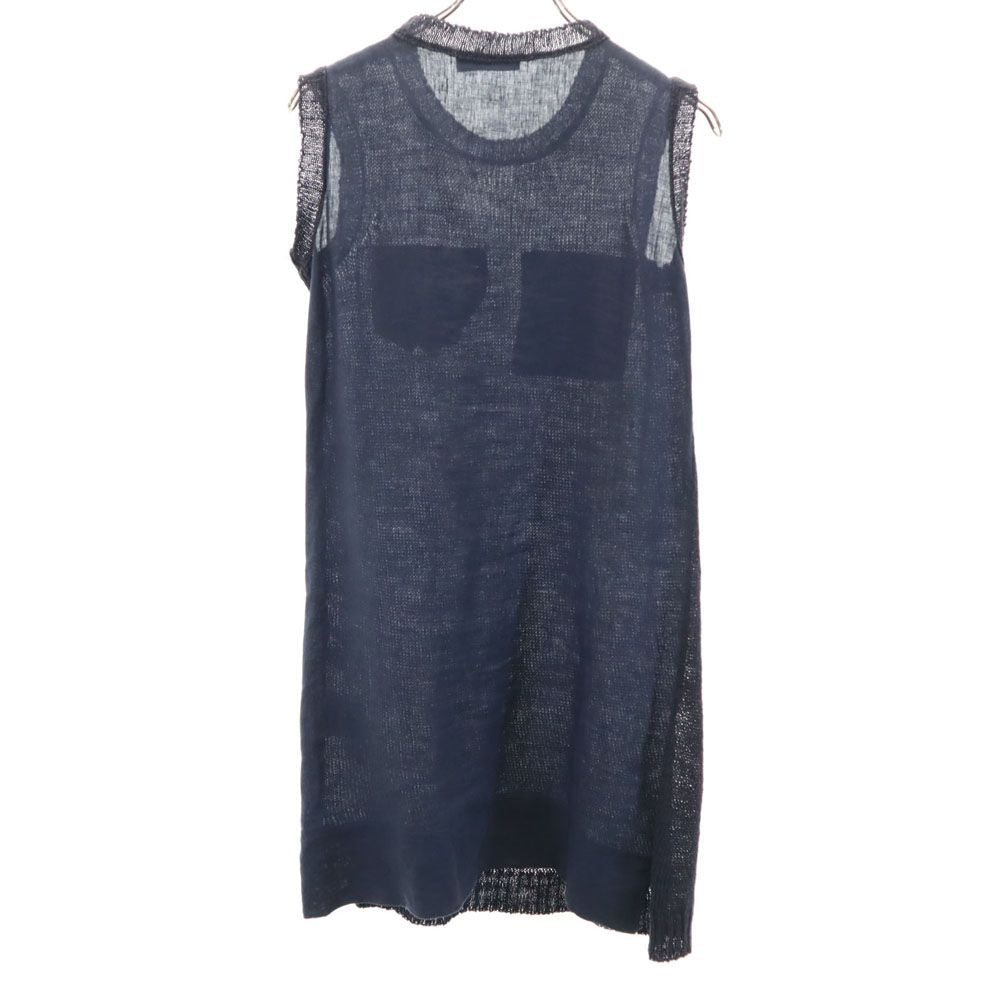 MAX&CO マックスアンドコー リネン ノースリーブ ニット切替 ミニワンピース XS ネイビー レディース