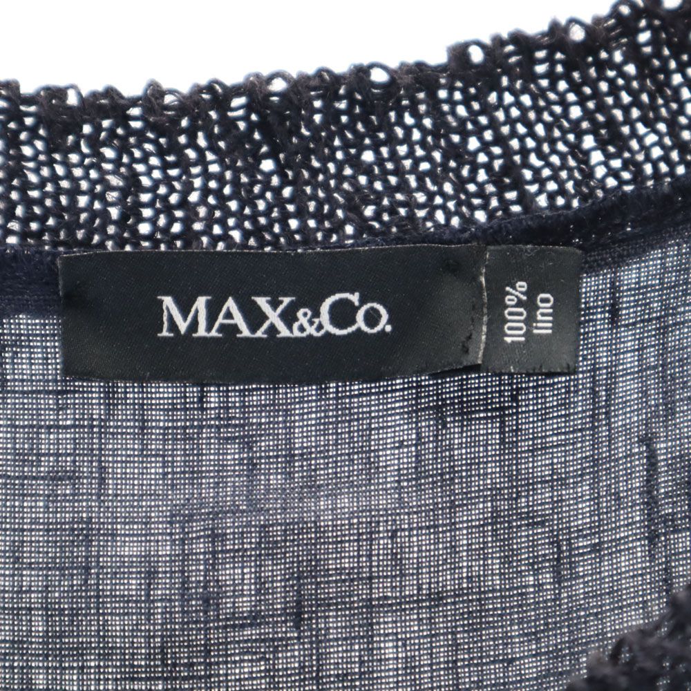 MAX&CO マックスアンドコー リネン ノースリーブ ニット切替 ミニワンピース XS ネイビー レディース