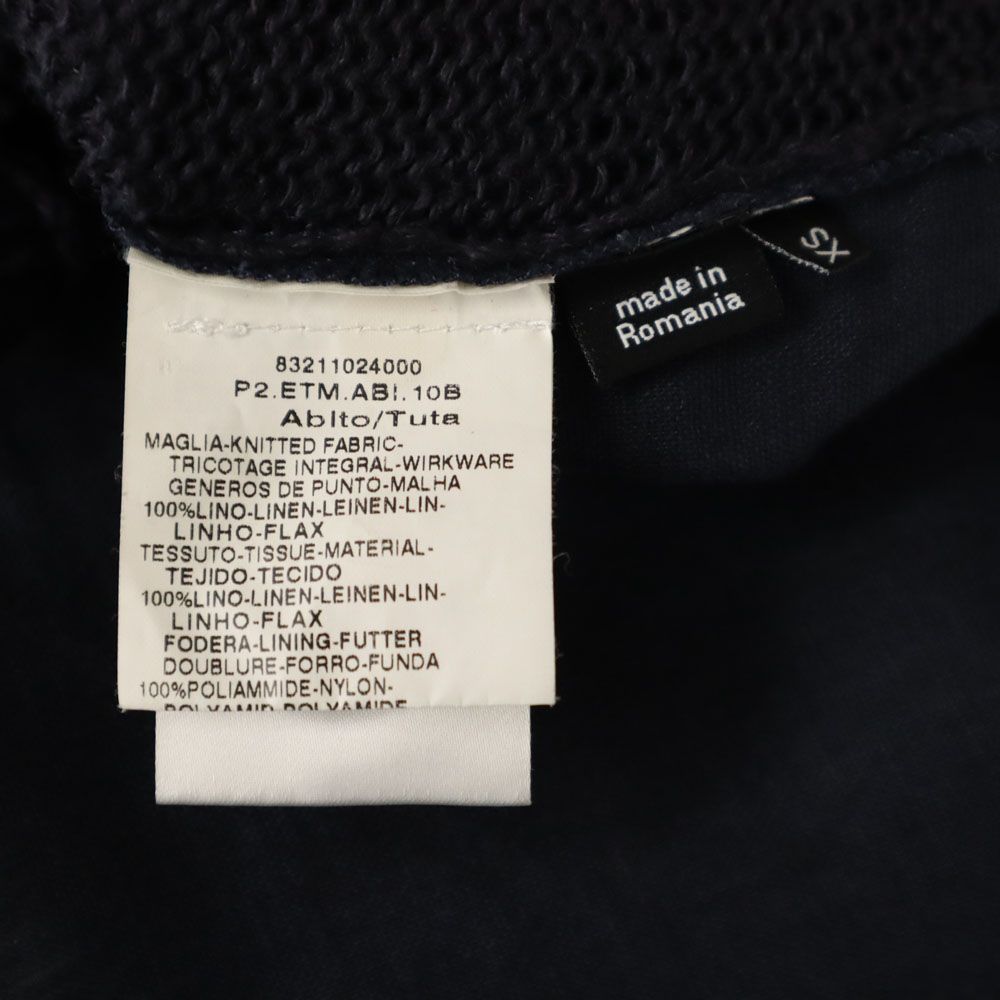 MAX&CO マックスアンドコー リネン ノースリーブ ニット切替 ミニワンピース XS ネイビー レディース