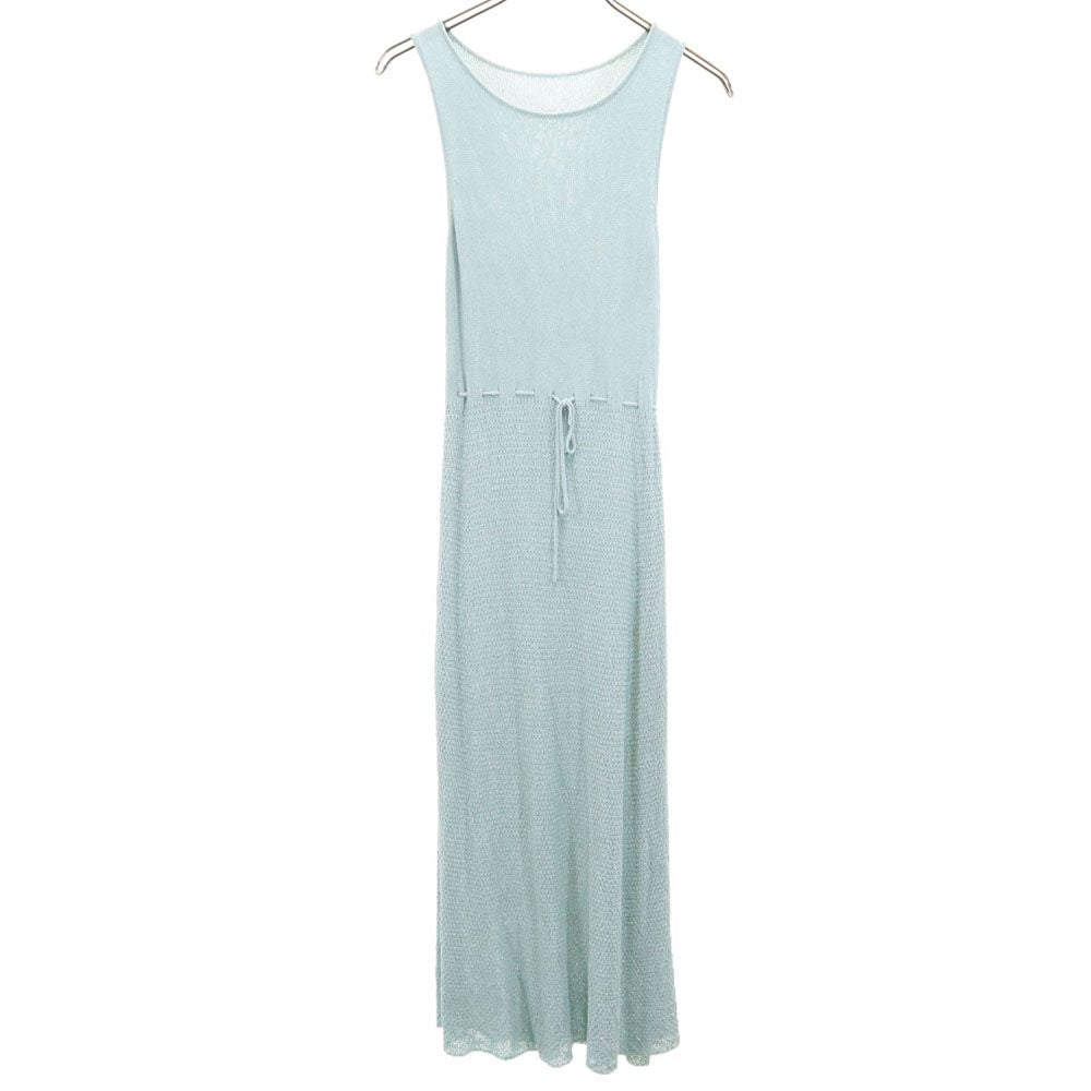 ノースリーブ ロングワンピース ブルーグレー レディース