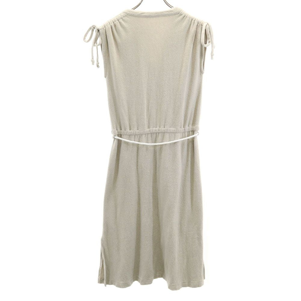 YOUNG&OLSEN ヤングアンドオルセン 日本製 ノースリーブ タオル地 スキッパーカラー 膝丈ワンピース 1 グレー系 レディース