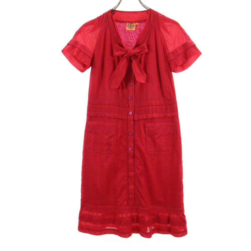 Tory Burch トリーバーチ 半袖 ミニワンピース 2 レッド系 レディース