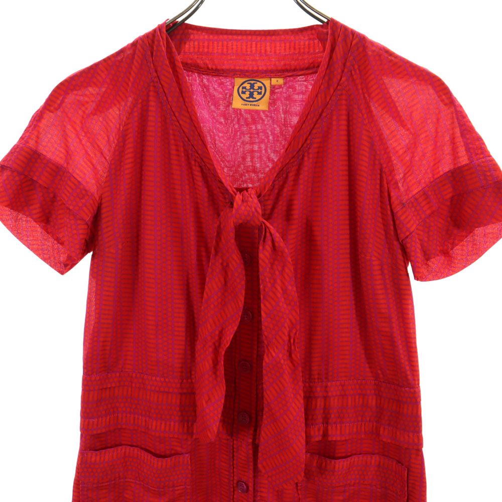 Tory Burch トリーバーチ 半袖 ミニワンピース 2 レッド系 レディース