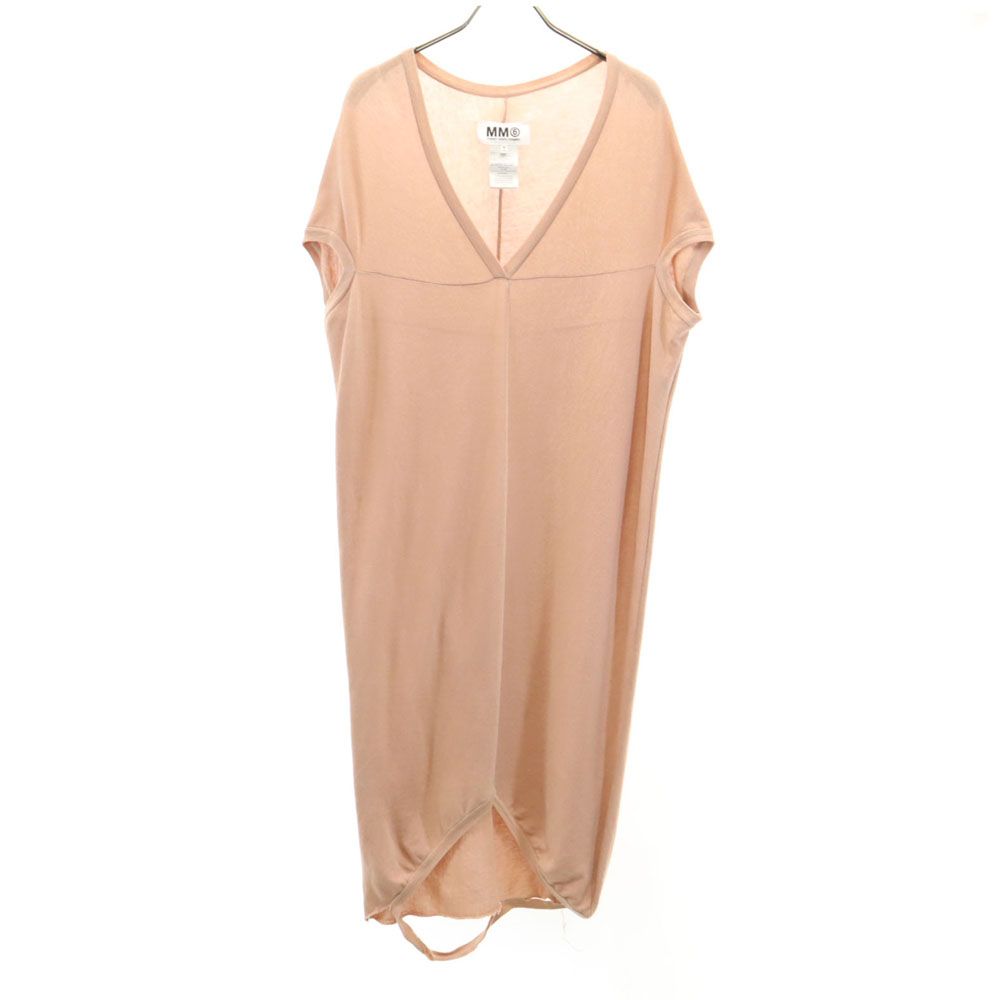 Maison Martin Margiela メゾンマルタンマルジェラ イタリア製 ノースリーブ Vネック コットン ニット ワンピース S ピンク系 フレンチ袖 レディース