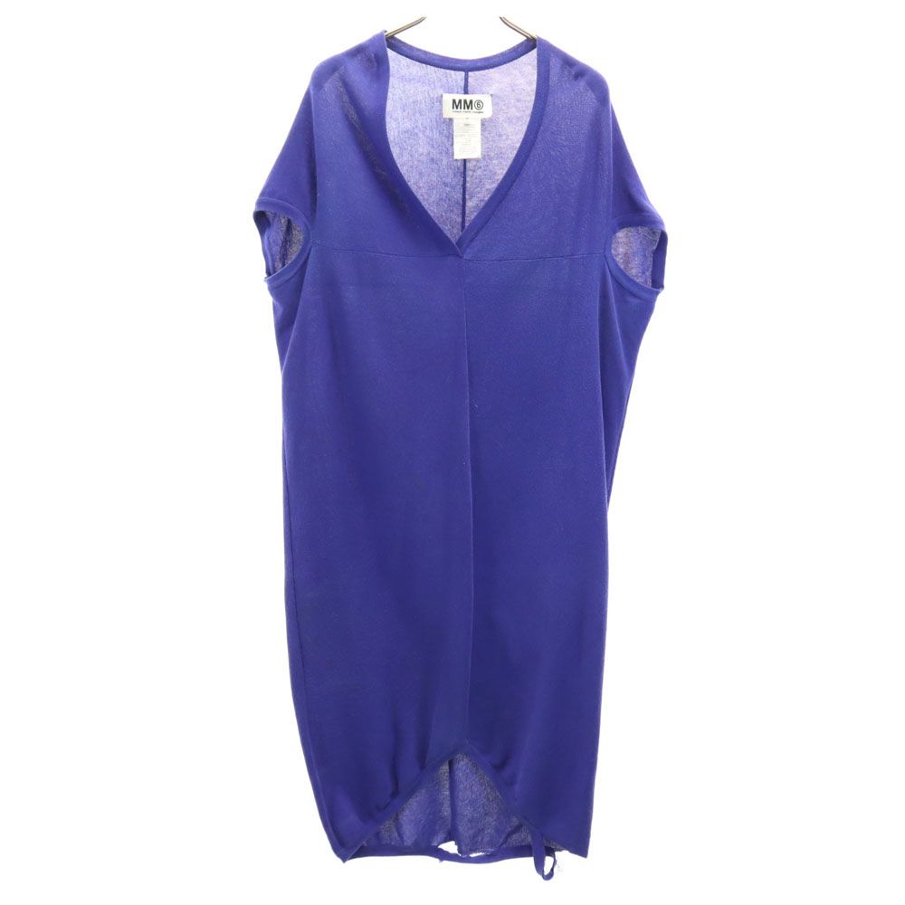 Maison Martin Margiela メゾンマルタンマルジェラ イタリア製 ノースリーブ Vネック コットン ニット ワンピース S ブルー系 フレンチ袖 レディース