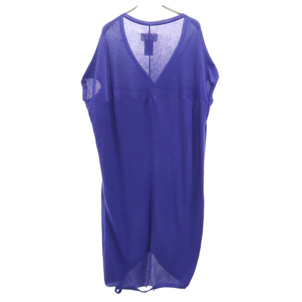 Maison Martin Margiela メゾンマルタンマルジェラ イタリア製 ノースリーブ Vネック コットン ニット ワンピース S ブルー系 フレンチ袖 レディース