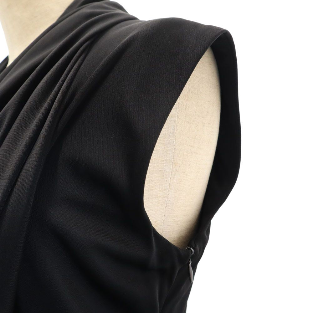 La Petite S イギリス製 ノースリーブ ドレープ ロングワンピース 38 ブラック レディース