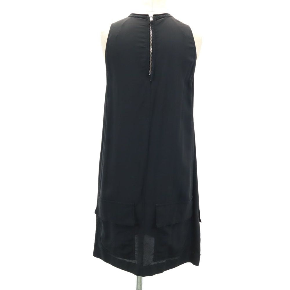 リックオウエンス イタリア製 シルクブレンド ノースリーブ 膝丈ワンピース 6 黒 Rick Owens レディース