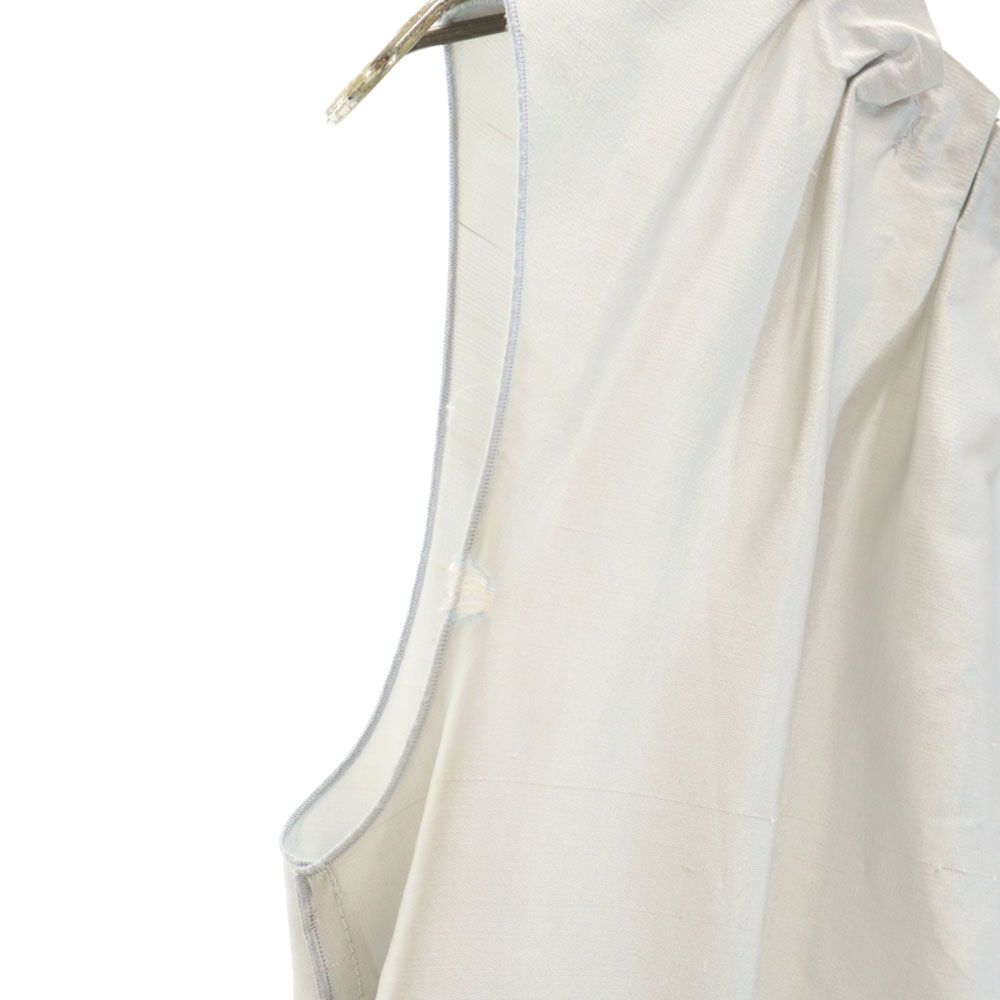 D&G ディーアンドジー シルク100% ノースリーブ ミニワンピース 44 シルバー DOLCE&GABBANA レディース