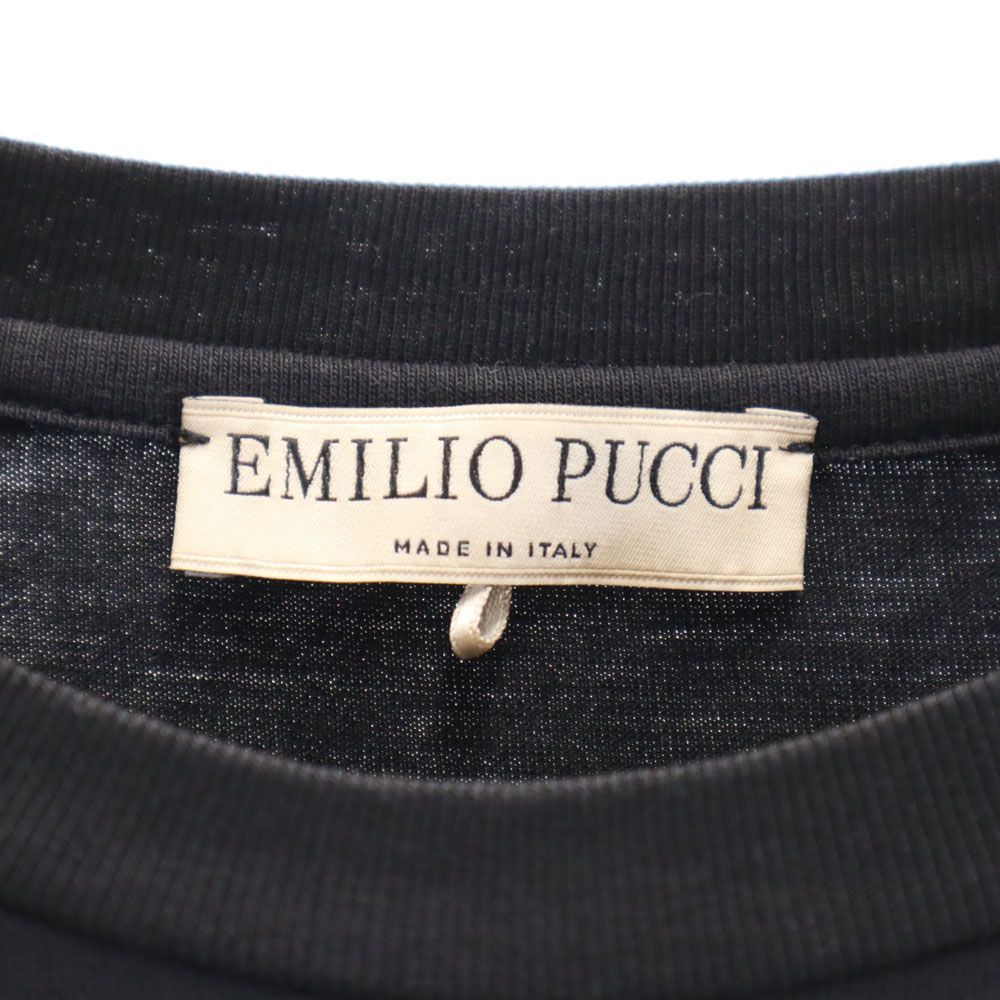 Emilio Pucci エミリオプッチ 半袖 シルクパーツ ドッキング Tシャツ S 黒系 レディース