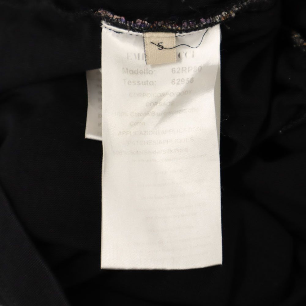 Emilio Pucci エミリオプッチ 半袖 シルクパーツ ドッキング Tシャツ S 黒系 レディース