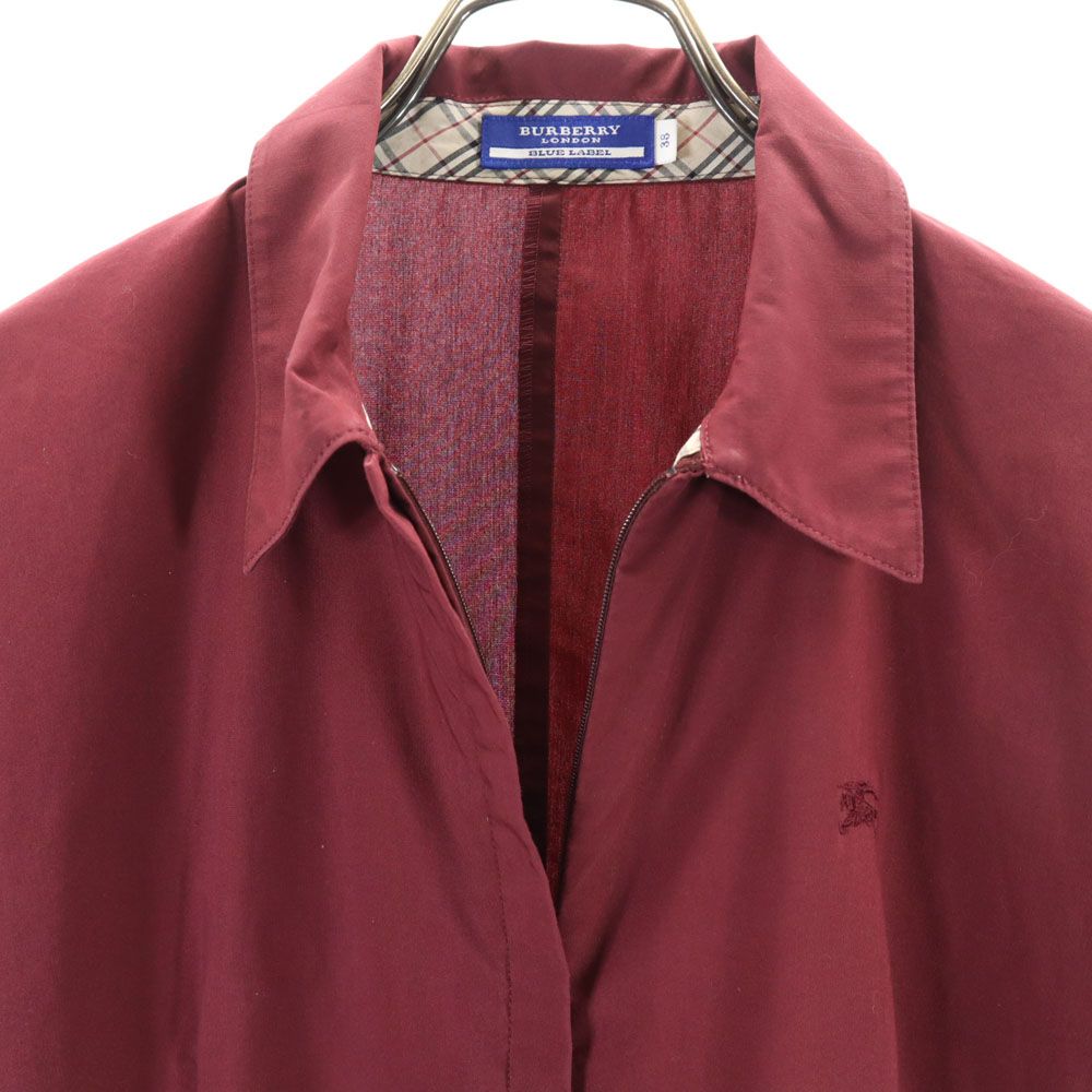 BURBERRY BLUE LABEL バーバリーブルーレーベル 三陽商会 7分袖 ワンピース 38 レッド系 フロントジップ レディース