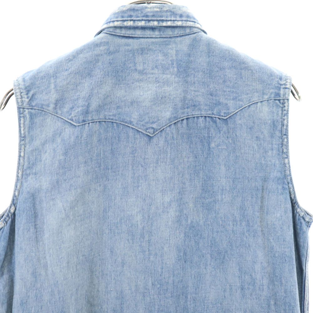 POLO RALPH LAUREN ポロラルフローレン ノースリーブ ウエスタンヨーク ダンガリーデニム ワンピース 8 ウォッシュブルー レディース