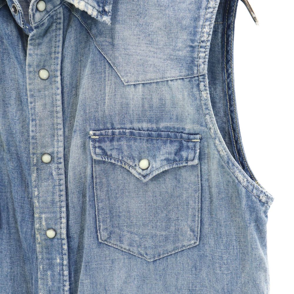 POLO RALPH LAUREN ポロラルフローレン ノースリーブ ウエスタンヨーク ダンガリーデニム ワンピース 8 ウォッシュブルー レディース