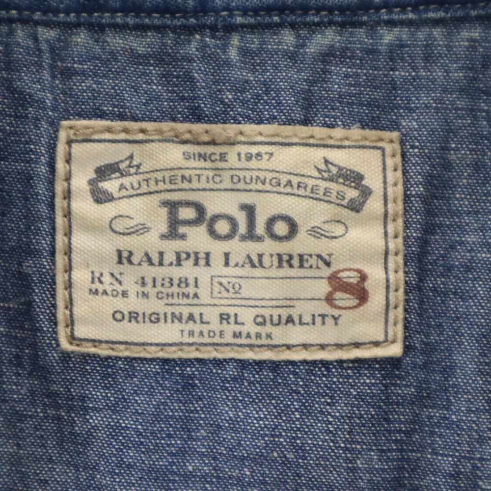 POLO RALPH LAUREN ポロラルフローレン ノースリーブ ウエスタンヨーク ダンガリーデニム ワンピース 8 ウォッシュブルー レディース
