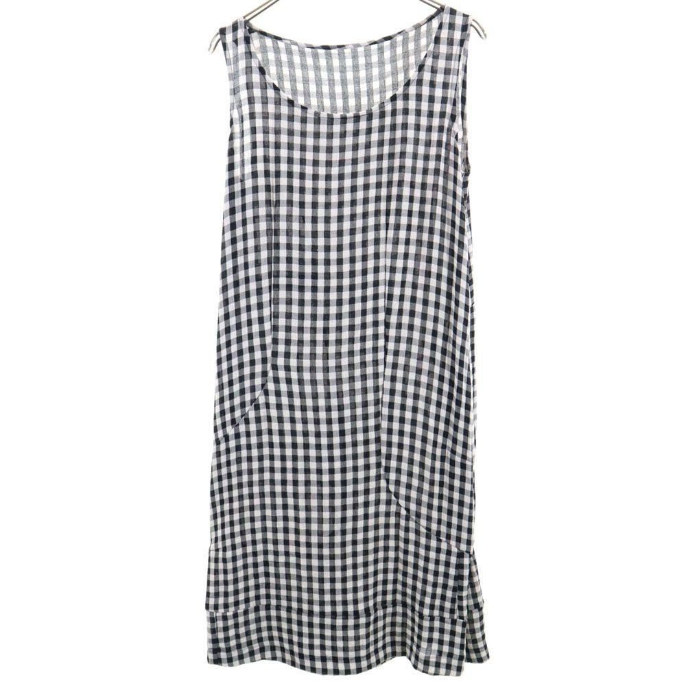 COMME des GARCONS コムデギャルソン 90s 1995年 日本製 チェック柄 ノースリーブ 膝丈ワンピース M ブラック 他 レディース