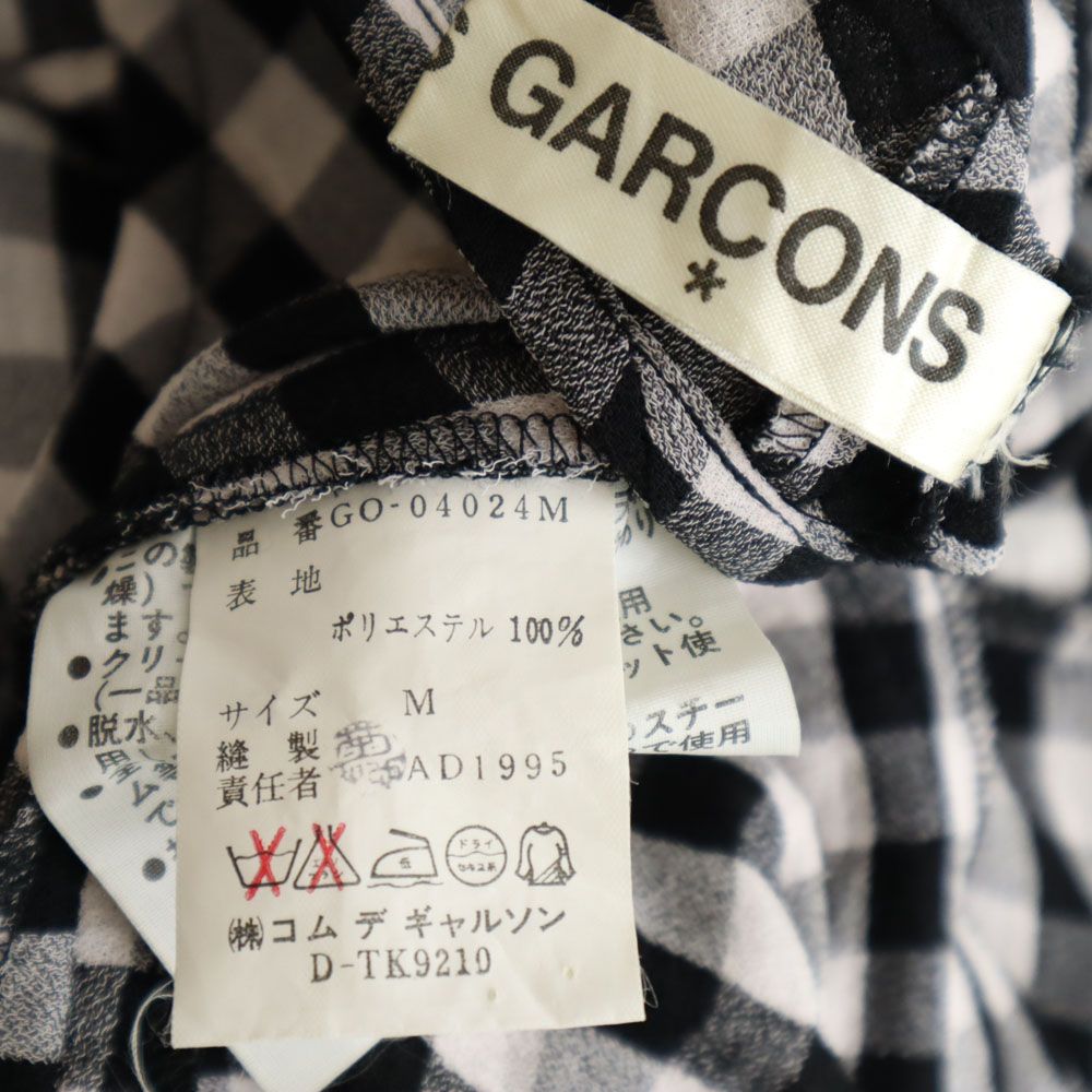 COMME des GARCONS コムデギャルソン 90s 1995年 日本製 チェック柄 ノースリーブ 膝丈ワンピース M ブラック 他 レディース