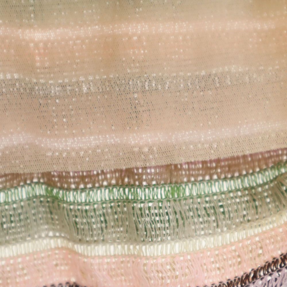 未使用 PAOLA FRANI パオラフラーニ イタリア製 ボーダー 半袖 ニット ワンピース 40 ベージュ系 レディース