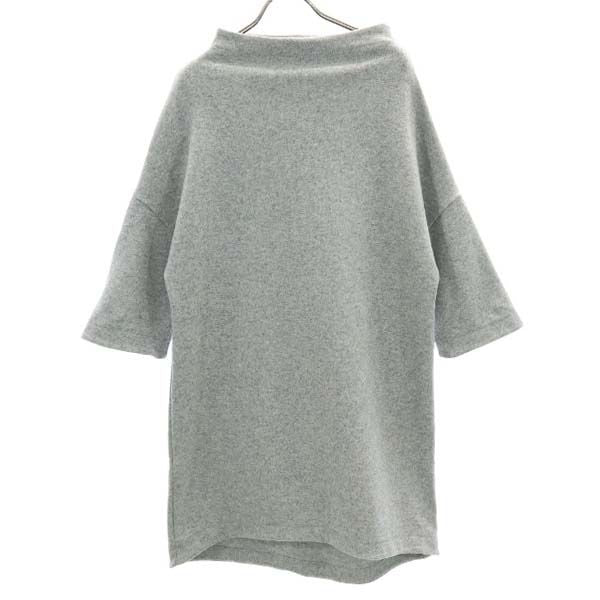 CROSSLEY クロスリー イタリア製 ウールブレンド 7分袖 ワンピース M グレー系 ドロップショルダー レディース