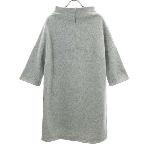 CROSSLEY クロスリー イタリア製 ウールブレンド 7分袖 ワンピース M グレー系 ドロップショルダー レディース