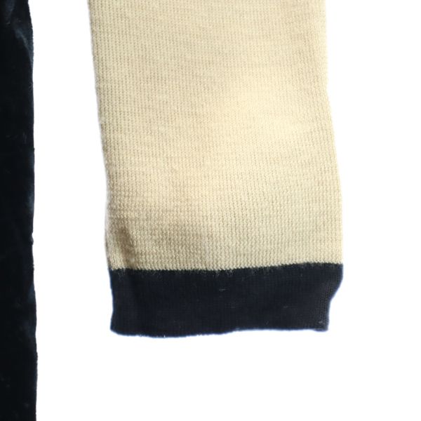 Rene ルネ ウール 長袖 ベロア切替 フレア ワンピース 34 ベージュ×ブラック クルーネック レディース