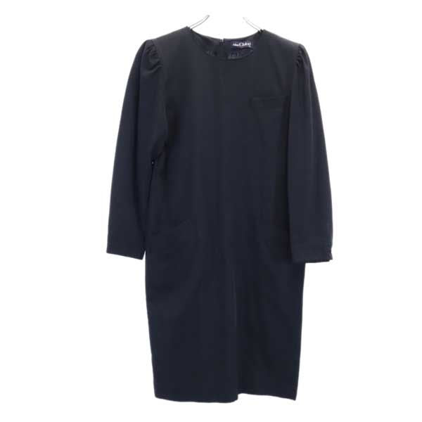 miss chloe ミスクロエ 日本製 ウールブレンド 長袖 ワンピース 40 濃紺 レディース