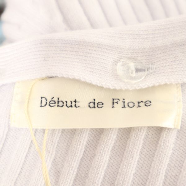 未使用 Debut de Fiore デビュードフィオレ チェック柄 長袖 リブニット ドッキング ワンピース 36 パープル系 リボン衿 レディース