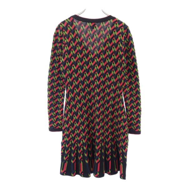 Missoni ミッソーニ 総柄 長袖 ワンピース 40 紺×緑×ピンク レディース