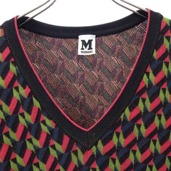 Missoni ミッソーニ 総柄 長袖 ワンピース 40 紺×緑×ピンク レディース