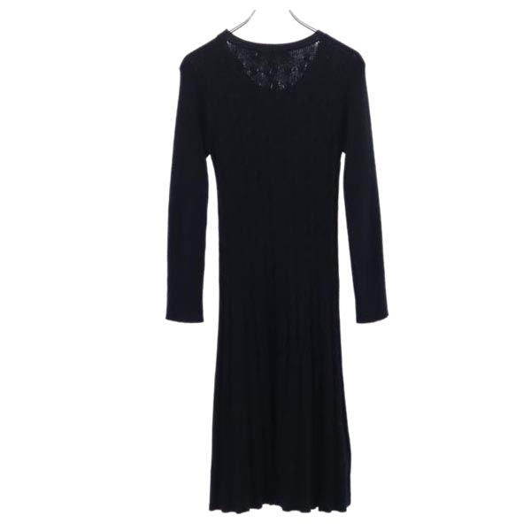 STEFANEL ステファネル イタリア製 ウールブレンド 長袖 ニット ワンピース M 黒 レディース