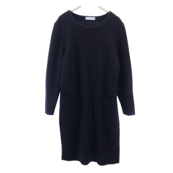 YVES SAINT LAURENT イヴサンローラン ウール 長袖 ワンピース M ブラック レディース