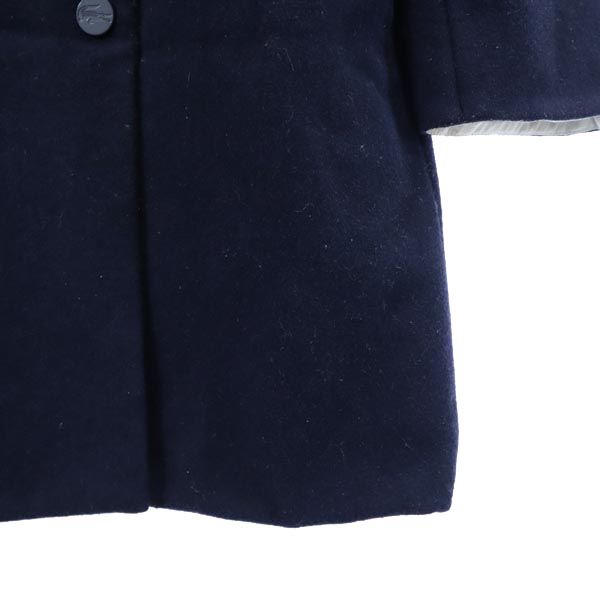 LACOSTE ラコステ ウールブレンド ノーカラーコート 38 紺 レディース
