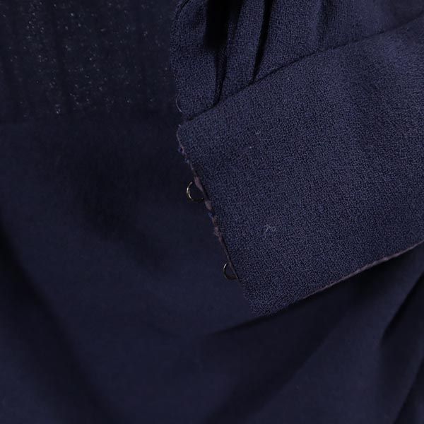 LANVIN ランバン ウールブレンド フランス製 長袖 ワンピース 36 紺 レディース