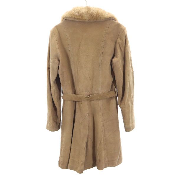 VINTAGE ヴィンテージ 80s USA製 スエード コート ベージュ ファー ベルト付き レディース