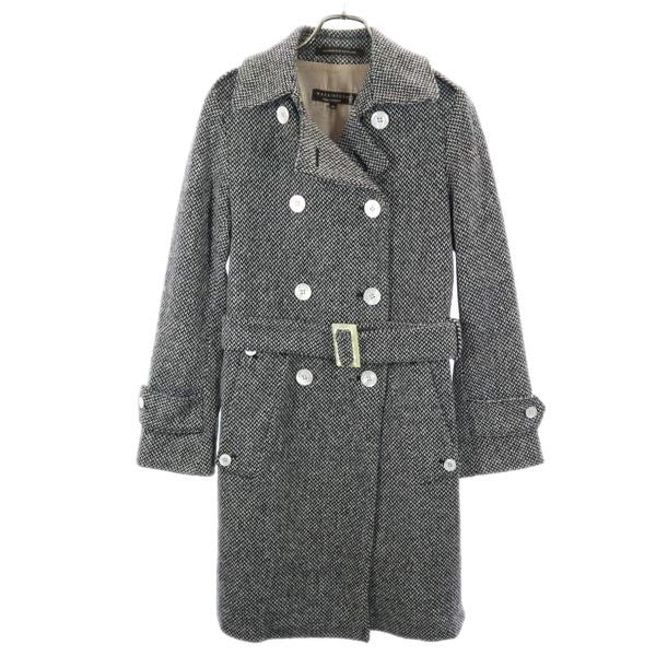 Mackintosh マッキントッシュ ウール トレンチコート 32 黒×白 レディース