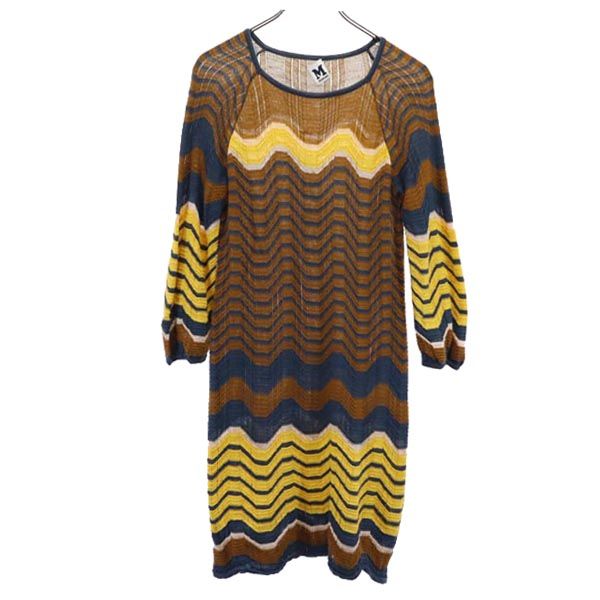 Missoni ミッソーニ ウールブレンド 総柄 長袖 ニット ワンピース 42 ブラウン系 レディース